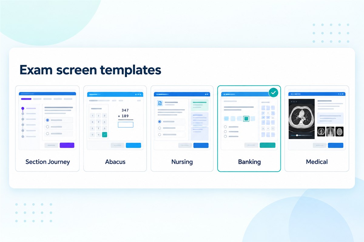 Example candidate exam layouts for different assessment needs.